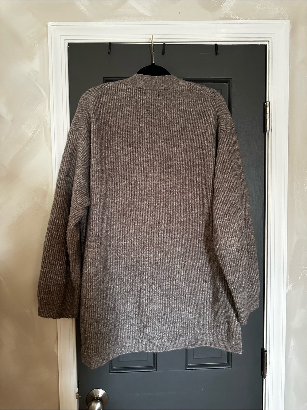 H&M Ribbed V-Neck Button Cardigan - Brown - Picture 3 of 3